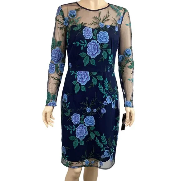 Tahari | Dresses | Tahari Nwt Navy Blue Floral Embroidered Sheer Mesh Overlay Dress Size 4 W Long | Poshmark Tahari | Dresses | Tahari Nwt Navy Blue Floral Embroidered Sheer Mesh Overlay Dress Size 4 W Long | Poshmark